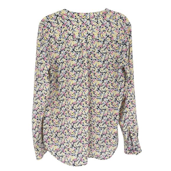 Equipment Femme Micro Floral Print Collarless Blouse Pink Multi in a Size Small - Picture 2 of 6